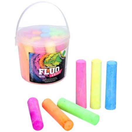 Křídy barevné chodníkové Fluo kulaté set 20ks v kyblíku