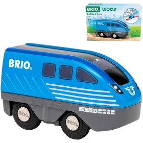 BRIO DŘEVO Vláček modrá mašinka zpětný chod doplněk k vláčkodráze