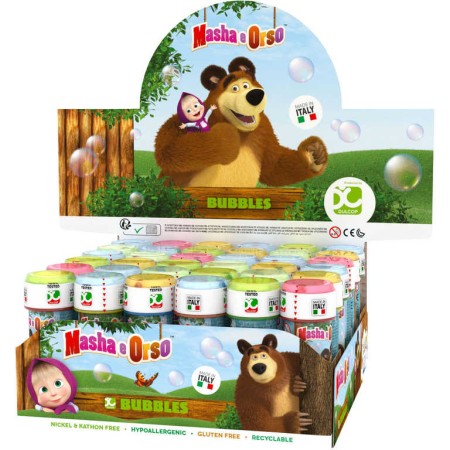 Bublifuk Máša a medvěd 60ml dětský bublifukovač s hrou ve víčku