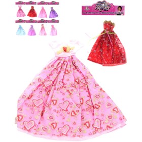 Šatičky dlouhé zdobené korzetové pro panenky 8 druhů v sáčku