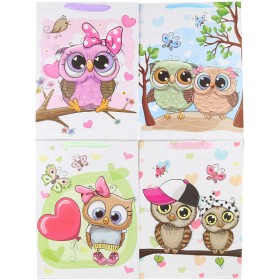Taška dárková sovičky velká 31x42cm karton 4 druhy