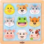 WOODY DŘEVO Zvířecí hlavičky domáci baby skládačka na desce 18 dílků