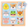 WOODY DŘEVO Zvířecí hlavičky domáci baby skládačka na desce 18 dílků