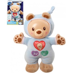 PLYŠ Baby hajánek méďa usínáček s melodiemi na baterie pro miminko Světlo Zvuk