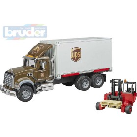 BRUDER 02828 Auto Mack Granite UPS přeprava peněz set s vozíkem a paletami