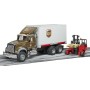 BRUDER 02828 Auto Mack Granite UPS přeprava peněz set s vozíkem a paletami