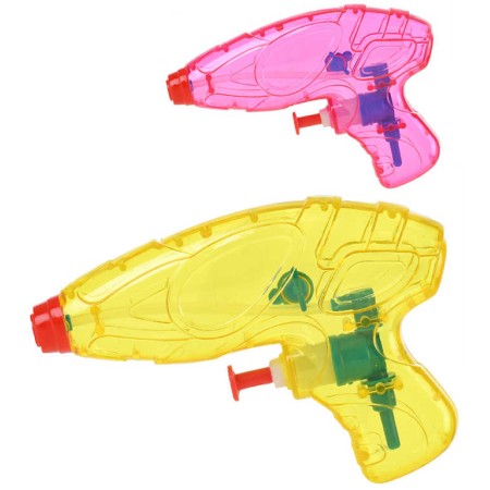 Pistolka vodní stříkací 12cm se zásobníkem na vodu průhledná 4 barvy