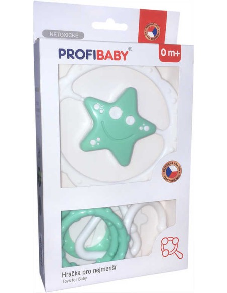 PROFIBABY Baby chrastítko hvězdička s tvary pro miminko v krabici