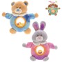 PLYŠ Zvířátko v oblečku Baby Happiness s chrastítkem pro miminko 3 druhy