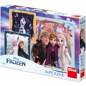 DINO Puzzle Frozen Radostný podzim 3x55 dílků 18x18cm skládačka
