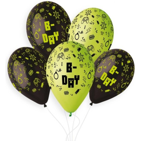 GEMAR Balónky nafukovací 26cm potisk narozeniny HAPPY B-DAY set 5ks