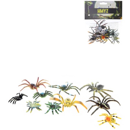 Zvířata pavouk mix 6cm plastové figurky zvířátka set 10ks blistr