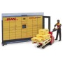 BRUDER 62251 DHL Shop set s figurkou a paletovým vozíkem