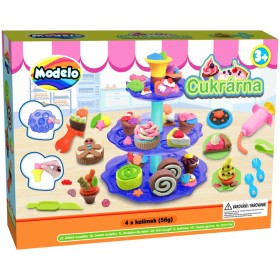 MAC TOYS Cukrárna herní set modelína s nástroji a podnosem na dorty