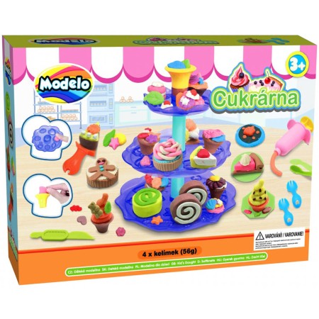 MAC TOYS Cukrárna herní set modelína s nástroji a podnosem na dorty