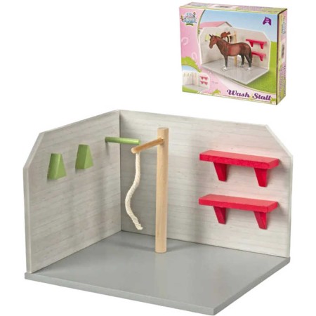 KIDS GLOBE Mycí box pro koně 1:24 DŘEVĚNÁ STAVEBNICE