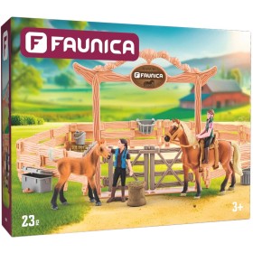 FAUNICA Jízdárna herní set se 2 koňmi a figurkami s doplňky plast