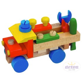 DETOA DŘEVO Auto montážní tahací set se 3 nástroji k sestavení *DŘEVĚNÉ HRAČKY*