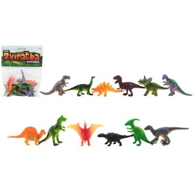 Zvířátko dinosaurus gumové 6-7cm různé druhy set 12ks v sáčku