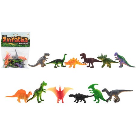 Zvířátko dinosaurus gumové 6-7cm různé druhy set 12ks v sáčku