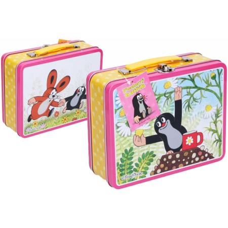 KRTEK (Krteček) Kufřík dětský plechový růžový 19,5x7,5x16,5cm