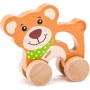 WOODY DŘEVO Medvěd na kolečkách s držadlem baby *DŘEVĚNÉ HRAČKY*