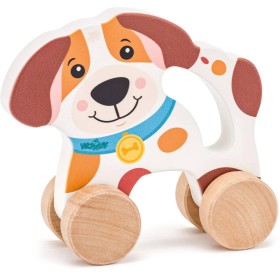 WOODY DŘEVO Pes na kolečkách s držadlem baby *DŘEVĚNÉ HRAČKY*