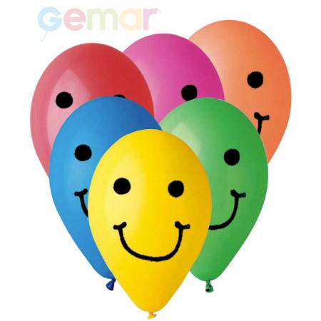 GEMAR Balónek nafukovací 26cm Pastelový potisk SMILE různé barvy 1ks