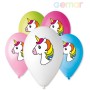 GEMAR Balónky nafukovací 30cm potisk JEDNOROŽEC různé barvy set 5ks v sáčku