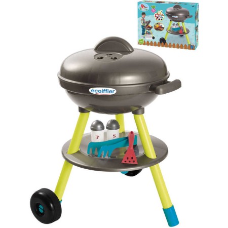 ECOIFFIER Baby gril zahradní kulatý set s maketami potravin a nástroji plast
