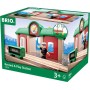 BRIO DŘEVO Vlaková stanice set s výpravčím funkce nahrávání REC Světlo Zvuk