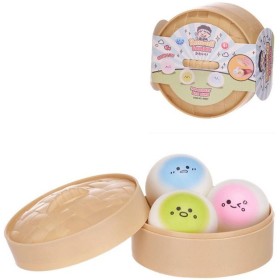 Knedlíček Kawai Squishy Dumpling mačkací antistresový knedlík 3ks v košíku