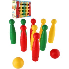 WADER Hra Kuželky barevné set 9ks + 2 koule bowling plast 80020