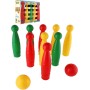 WADER Hra Kuželky barevné set 9ks + 2 koule bowling plast 80020