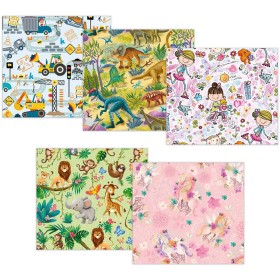 Balící dárkový papír set 2 archy 100x70cm dětské motivy role 5 druhů