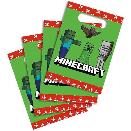 Taška dárková papírový sáček set 4ks Minecraft 16,5x23cm