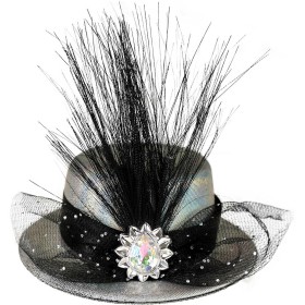 KARNEVAL Klobouk mini stříbrný s ozdobou *KARNEVALOVÝ DOPLNĚK*