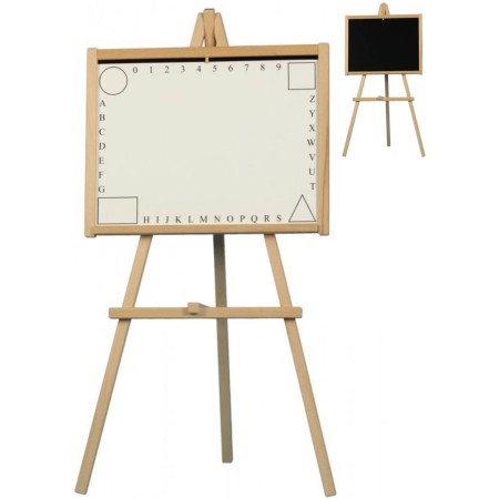 DŘEVO Tabule školní stojanová bílá na psaní fixy / magnetická 2v1