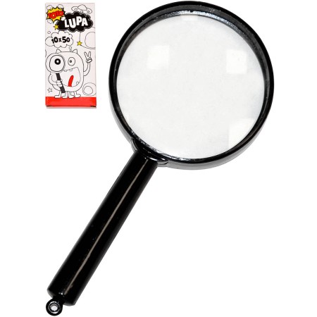 Lupa dětská černá klasická zvětšovací sklo v krabičce plast/sklo