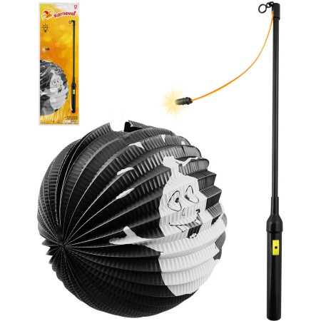 Lampion Halloween koule Duch 25cm na žárovku s hůlkou na baterie Světlo