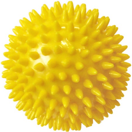 ACRA Míček masážní 7,5cm žlutý balónek ježek s bodlinkami v krabici