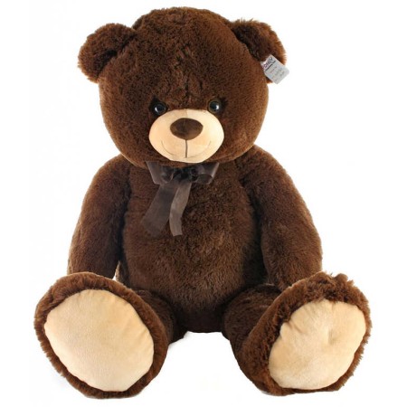 PLYŠ Medvěd hnědý tmavý 100cm s mašlí *PLYŠOVÉ HRAČKY*