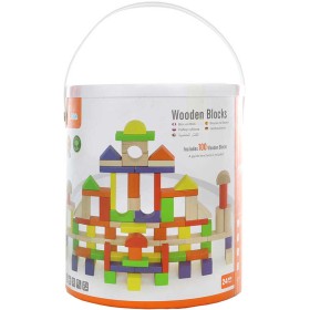 DŘEVO Baby stavebnice 100 kostek v kyblíku *DŘEVĚNÉ HRAČKY*