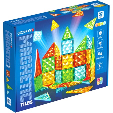 GEOMAG Magnetic Tiles Gems 32 dílků magnetická STAVEBNICE