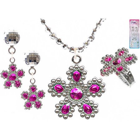 Náhrdelník s prstýnkem a náušnicemi dětská bižuterie 2 druhy plast