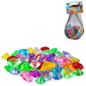 Drahokamy plastové dětské barevné drahé kameny set 48ks v síťce