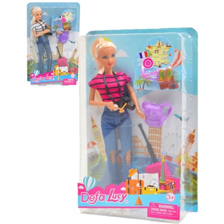Panenka Defa Lucy cestovatelka 29cm s kufrem a doplňky 2 barvy v krabici