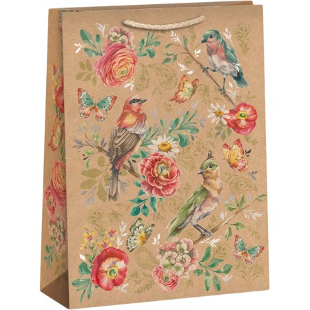 Taška dárková Ptáčci 31x42cm papírová Natur Eco-Friendly