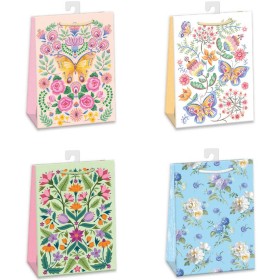 Taška dárková Květiny 23x32cm papírová 4 druhy