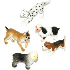 Pejsek větší sada 5ks plastové zvířátko 5-8cm v sáčku